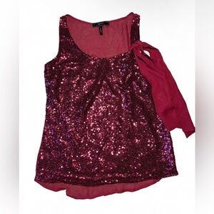 Jessica Simpson Burgundy Sequin Tank Top